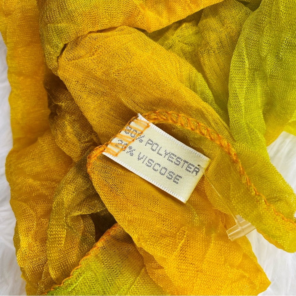 Hippie Yellow, Orange Tie Dye Small Light Sheer Neck Scarf - Picture 6 of 6